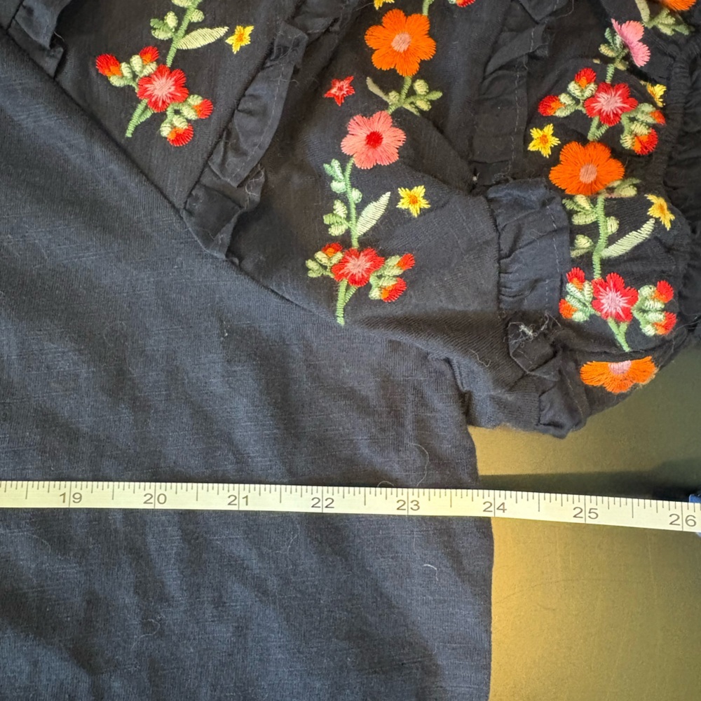 Boden Plus 100% Cotton Navy Blue Embroidered Puff 3/4 Sleeve Blouse Size 20/22 - Picture 8 of 9